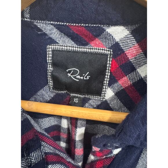 Rails navy/white/red flannel button up - Picture 2 of 5